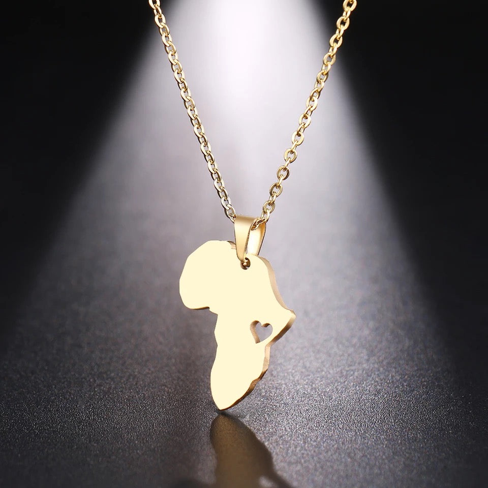 Small Africa map necklace