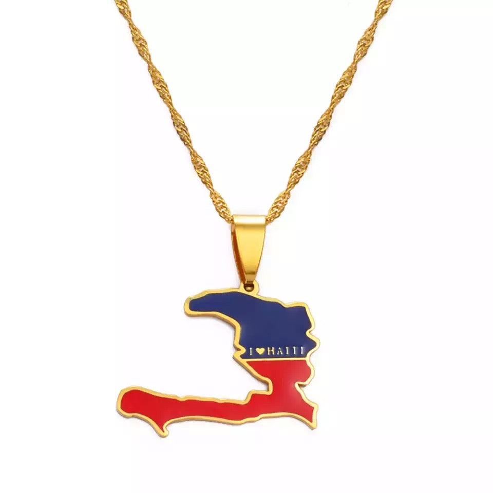 Haïti map necklace
